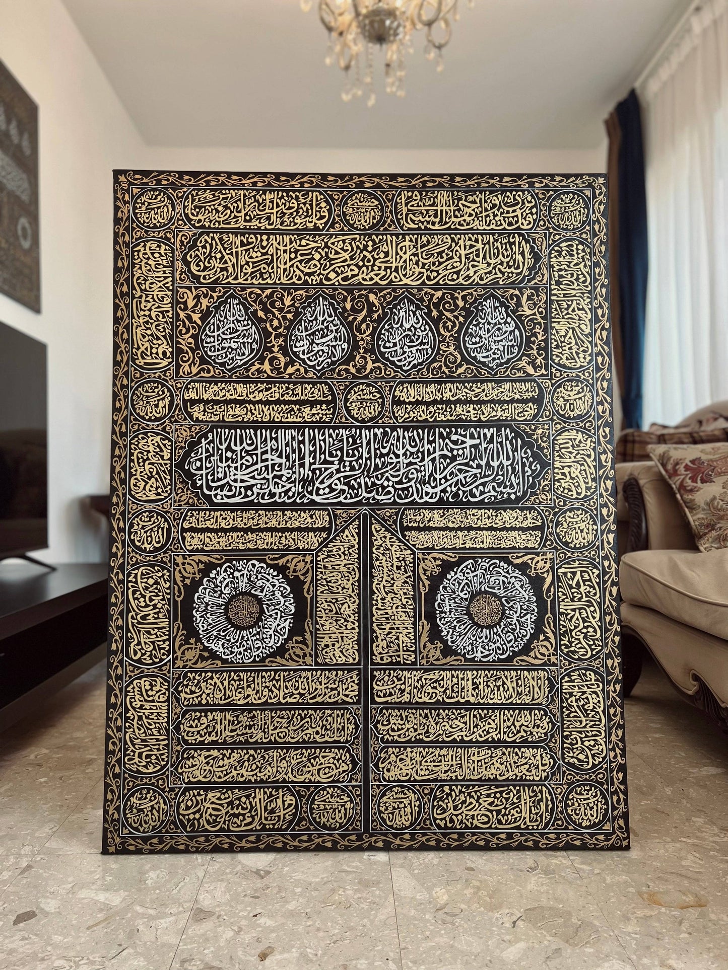 Handmade 'KISWAH AL KABAA' Arab Canvas Islamic Art