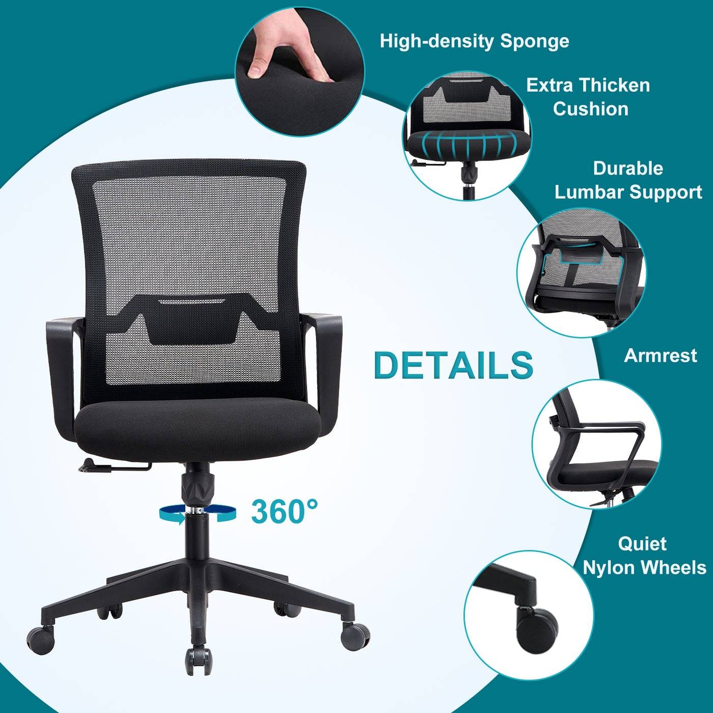 Sliding Base Black Mesh Task Chair-Caligo