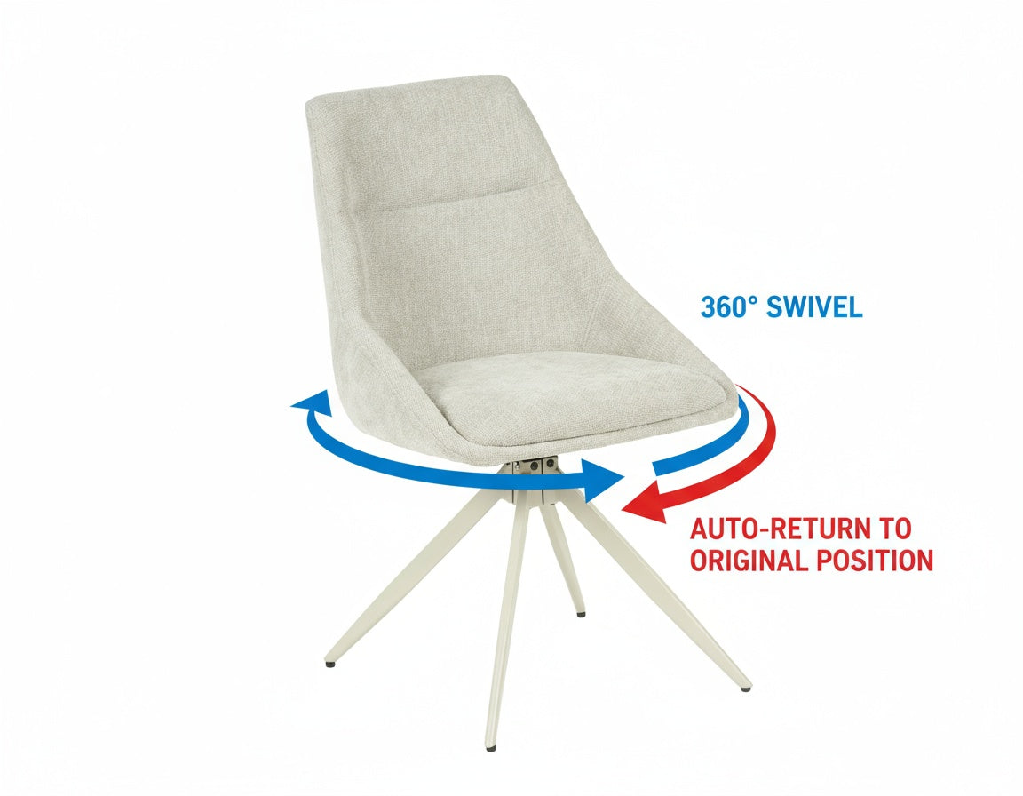 Beige chair with 360-degree swivel feature Caligo