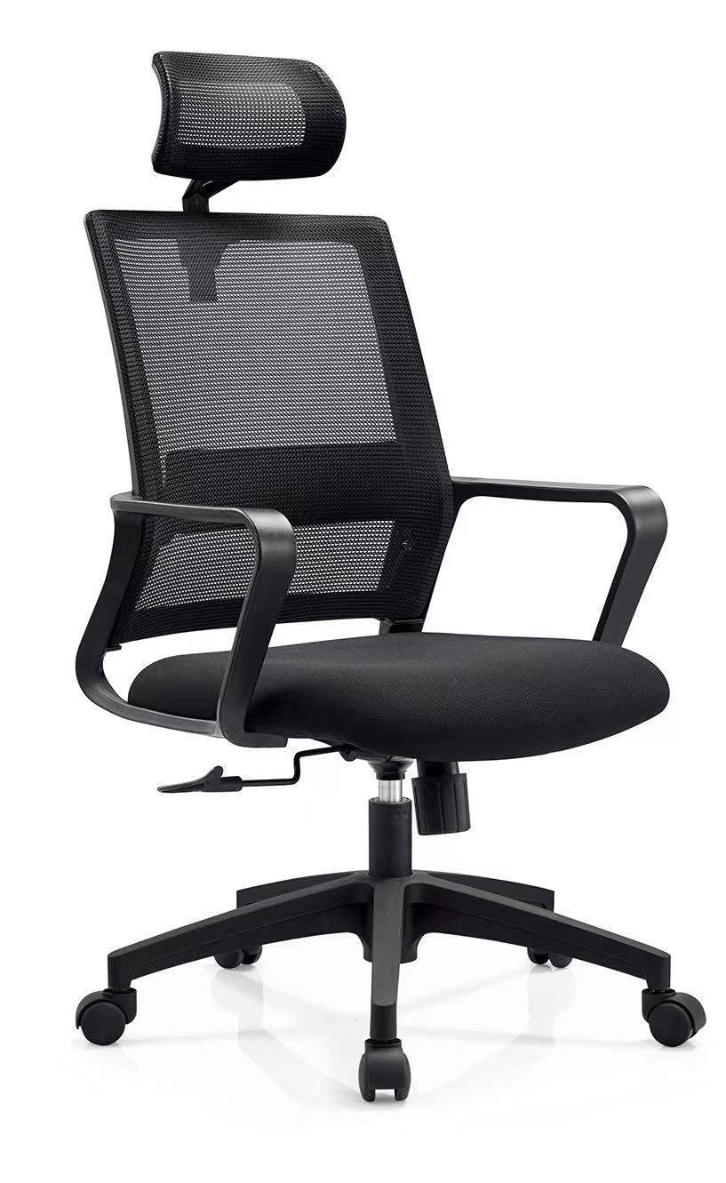 Mesh Office Chair Black with Headrest-Caligo