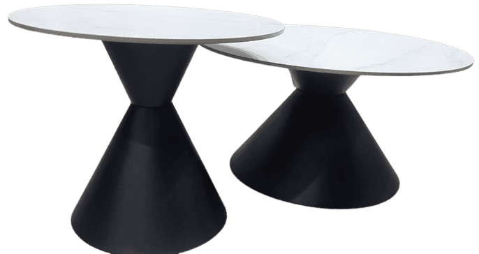 TES Marble table with Black support-Caligo