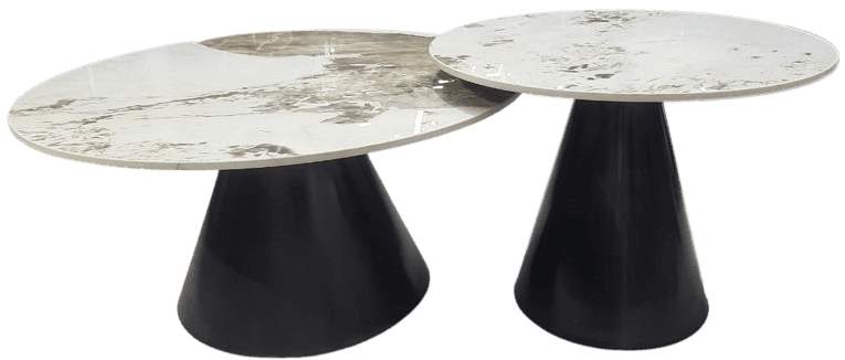 TES Marble table with Black support-Caligo