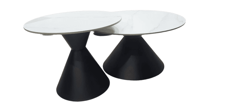 TES Marble table with Black support-Caligo