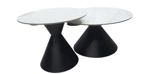 TES Marble table with Black support-Caligo