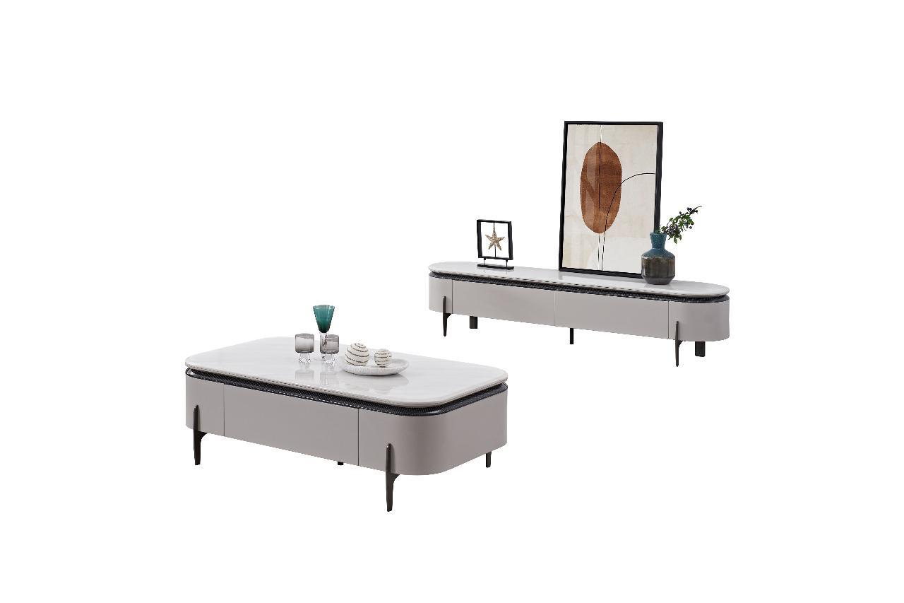 Carbon Tv Stand and Coffee Table Set-Caligo
