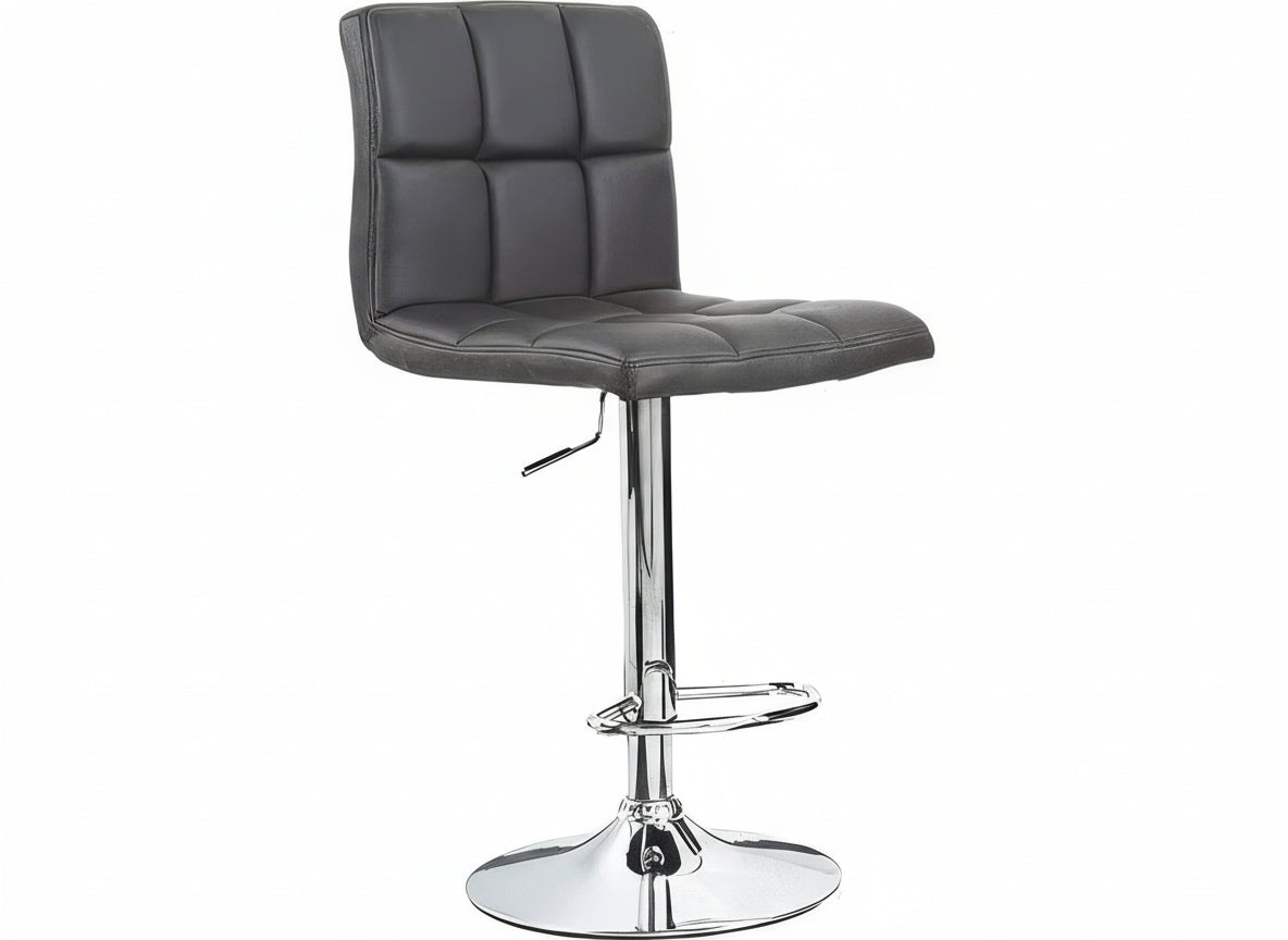 Black bar stool with chrome base on a white background