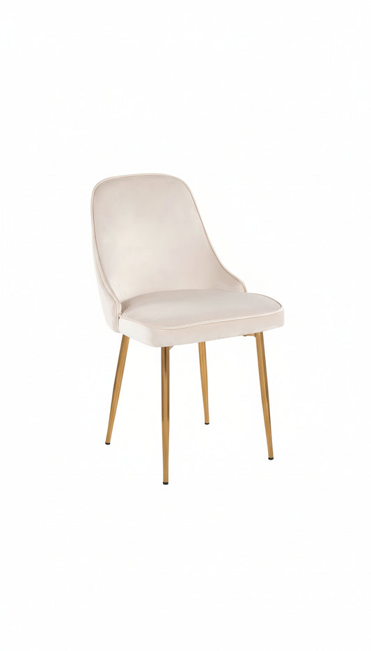 Beige chair with gold legs on a white background