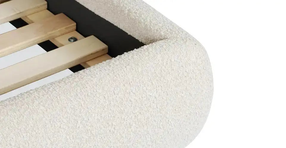Boucle Ivory Upholstered Bed-Caligo