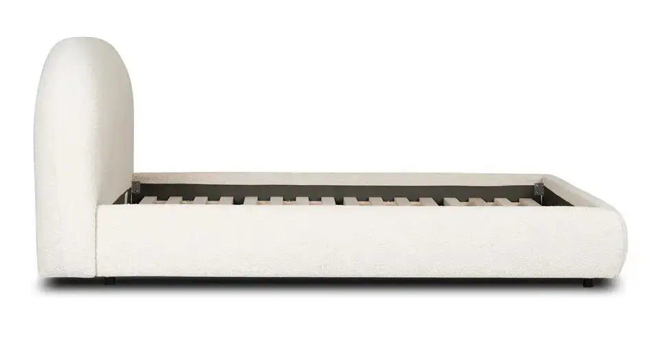 Boucle Ivory Upholstered Bed-Caligo