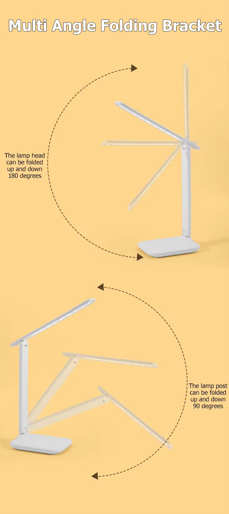 Multi-angle folding bracket with lamp head illustration