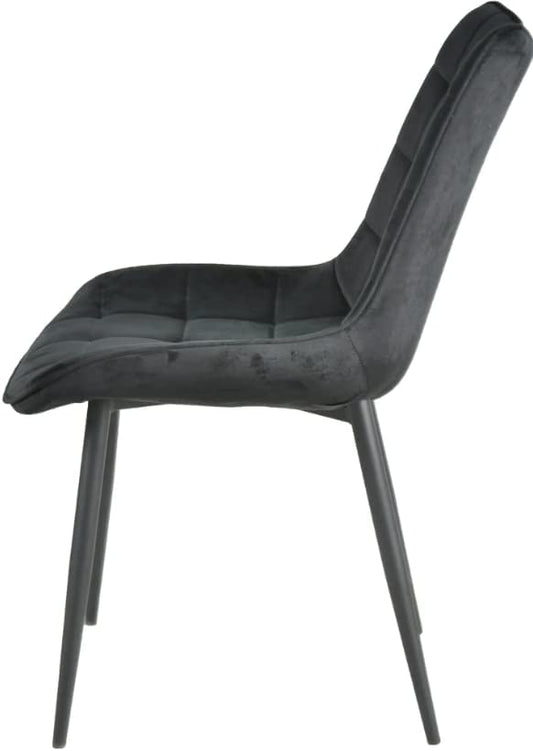 Velvet upholstered square pattern chair-Caligo