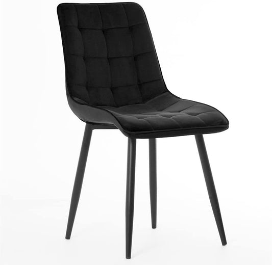 Velvet upholstered square pattern chair-Caligo