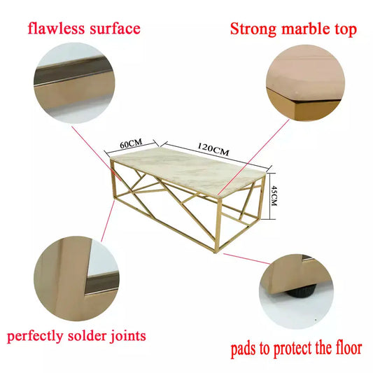 Marble centered Coffee Table Square 120x60CM-Caligo