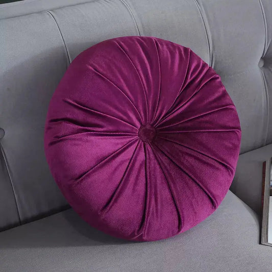 Round pleated sofa cushion warm color  pillow 7pc-Caligo