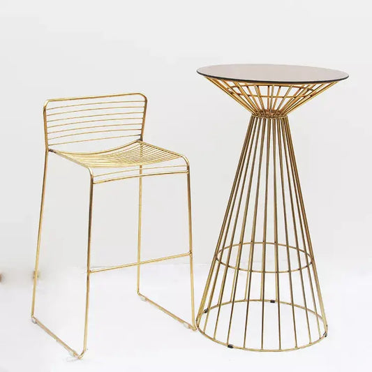 Black Glass Counter Top Table with gold leg -Caligo