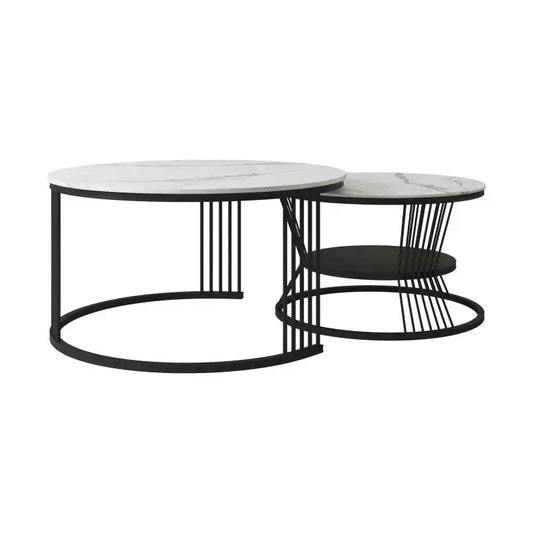 Nordic Round Metal Set Nesting Coffee tea Table-Caligo